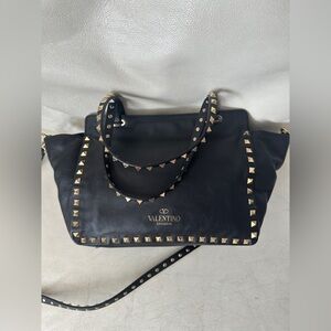 Valentino Black Tote with Gold Studs